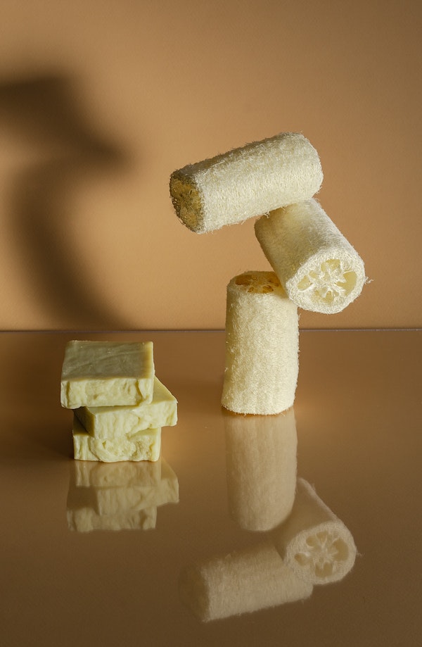 σφουγγάρι από λούφα και μπάρες σαπουνιού